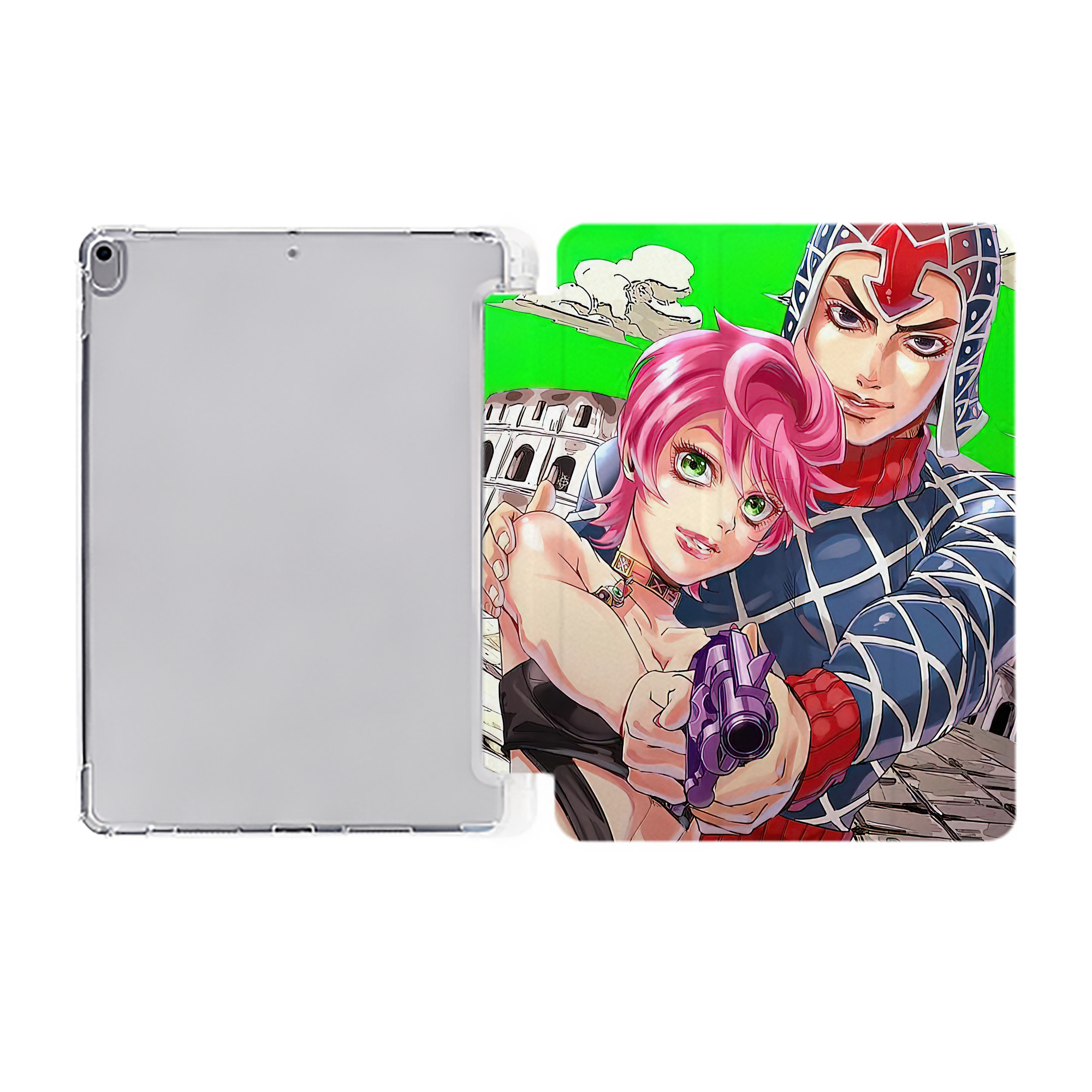 （画像用） ジョジョの奇妙な冒険 JoJo's Bizarre Adventure IPad ケース ペン収納付き 三つ折りスタンド PUレザー×シリコン 対応機種9.5/10.5/10.9インチ